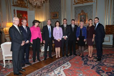 Le roi Carl XVI Gustaf de Suède, la princesse Victoria, la reine Silvia, le prince Daniel et les anciens présidents du Riksdag à Stockholm, le 18...