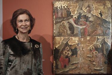 Sofia d’Espagne inaugure l’exposition El Greco à Athènes, le 20 novembre 2014