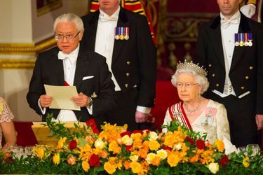 La reine Elizabeth II et le président de la République de Singapour Tony Tan Keng Yam à Londres le 21 octobre 2014