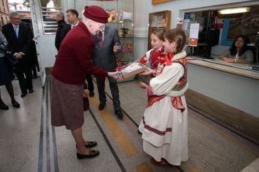 La reine Margrethe II de Danemark visite le musée d’ethnographie de Zabreb, le 22 octobre 2014