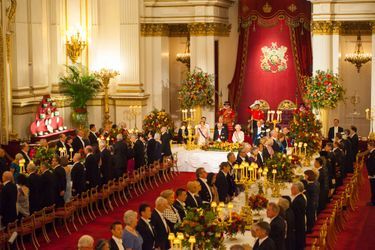 Le banquet donné par la reine Elizabeth II en l’honneur du président de la République de Singapour et son épouse à Londres le 21 octobre 2014 