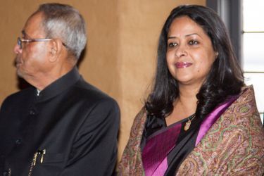 Le président indien Pranab Mukherjee et sa fille Sharmistha à Oslo le 14 octobre 2014