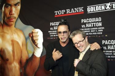 Mickey Rourke avant le combat du boxeur philippin Manny Pacquiao, le 4 novembre 2009
