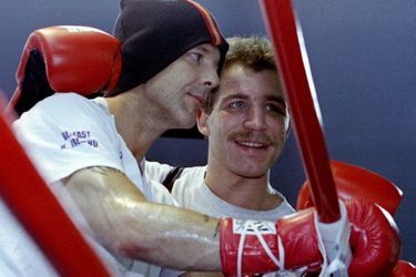 Mickey Rourke et le boxeur allemand Markus Bott, le 18 novembre 1993