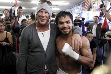 Mickey Rourke et le boxeur philippin Manny Pacquiao, le 4 novembre 2009