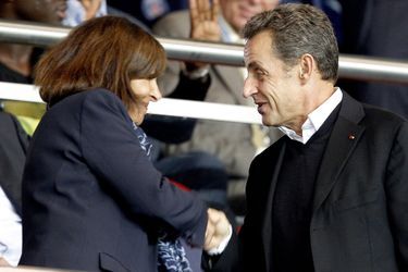 Anne Hidalgo et Nicolas Sarkozy au Parc des Princes pour le match PSG-Barcelone