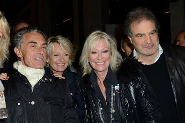Gérard Holtz, Sophie Davant, Évelyne Leclercq et Raphaël Mezrahi à l&#039;inauguration du Train de la Télé à Paris le 6 octobre 2014