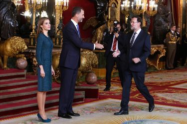 Le roi Felipe VI d’Espagne, la reine Letizia accueillent leurs invités au Palais royal de Madrid pour la Fête nationale d’Espagne, le 12 octob...