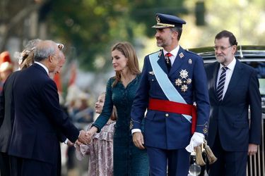 Le roi Felipe VI d’Espagne, la reine Letizia et les princesses Leonor et Sofia à la Fête nationale d’Espagne, le 12 octobre 2014