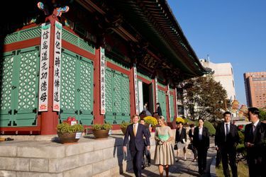 Le roi Willem-Alexander des Pays-Bas et la reine Maxima visitent le Gyeongbokgung Palace à Séoul, le 3 novembre 2014