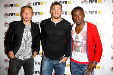 Clément Chantome, Nicolas Douchez et Blaise Matuidi au lancement du jeu vidéo FIFA 15 à Paris, le 22 septembre 2014.