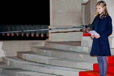 La princesse héritière Elisabeth de Belgique fait son premier discours officiel en hommage aux morts de la Grande Guerre à Ploegsteert, le 17 oct...