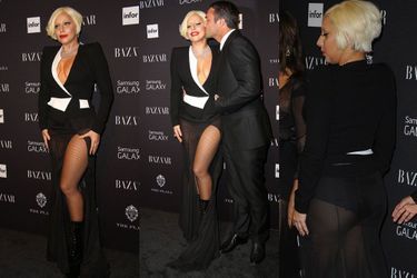 La transparence : la chanteuse Lady Gaga en Alexandre Vauthier Couture, lors de la soirée Harper's Bazaar ICONS, à New York le 5 septembre 2014