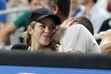 Shakira et Gérard Piqué lors de la Coupe du monde de basket à Barcelone, le 9 septembre 2014.