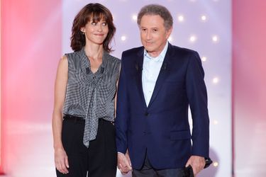 Sophie Marceau et Michel Drucker lors de l’enregistrement de «Vivement Dimanche» sur France 2 le 17 septembre 2014.