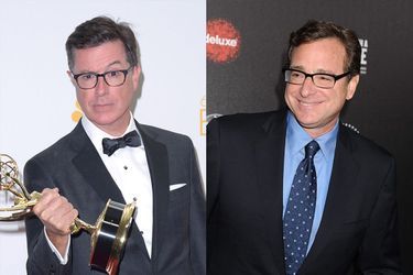 Doubleurs et animateurs respectés, Stephen Colbert et Bob Saget auraient pu être cousins. Fort heureusement, ils ne partagent pas que le même physique, puisqu'ils sont considérés comme étant deux des plus grands humoristes du petit écran américain actuel.