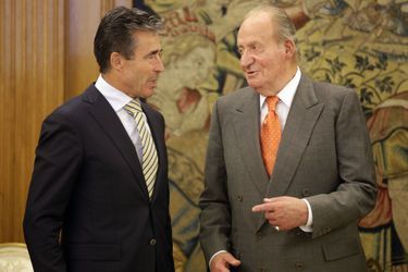 Au Palais de la Zarzuela, Juan Carlos a reçu le secrétaire général de l&#039;Otan Anders Fogh Rasmussen ce jeudi.