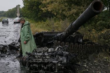 Un tank pro-russe détruit à Sloviansk 