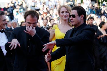 Quentin Tarantino, Uma Thurman et John Travolta
