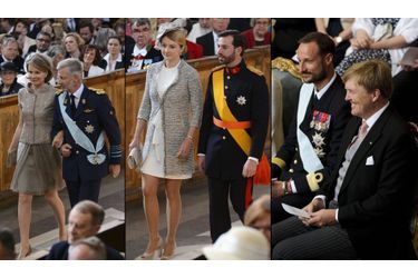 Le prince héritier de Belgique Philippe et la princesse Mathilde, le Grand-Duc héritier Guillaume du Luxembourg et la comtesse Stéphanie de Lannoy, sa fiancée, le prince héritier Haakon de Norvège et le prince héritier Willem Alexander des Pays-Bas.