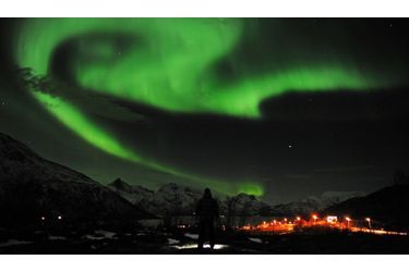Une aurore boréale, observée depuis la ville de Tromsoe, en Norvège