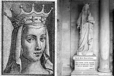 Gravure figurant Anne de Kiev – Sa statue à l’ancienne abbaye Saint-Vincent de Senlis