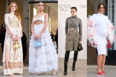 Abigail Cowen, Olivia Culpo, Daisy Ridley et Amel Bent au défilé Giambattista Valli, lors de la Fashion Week de Paris, le 7 mars 2022.