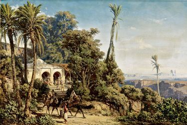 Café maure près d’Alger par Vincent Courdouan, 1854, huile sur bois. 