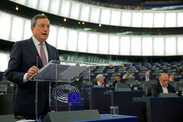 Mario Draghi au Parlement européen, à Strasbourg, lundi.