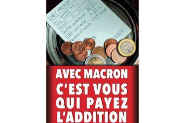 Le tract de LR avec une parodie de ticket de restaurant de l&#039;établissement &quot;Chez Macron&quot;