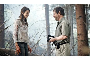 Charlotte Gainsbourg et Lars von Trier sur le tournage d'Antichrist. 