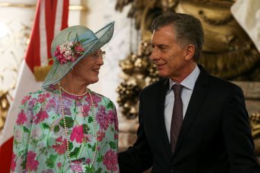 La reine Margrethe II de Danemark avec le président argentin Mauricio Macri à Buenos Aires, le 18 mars 2019