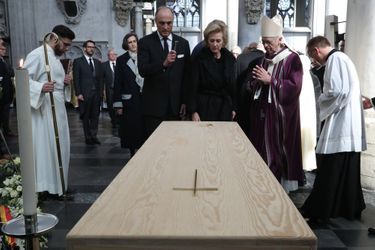 La princesse Astrid de Belgique et le prince Lorenz aux obsèques du cardinal Danneels à Malines, le 22 mars 2019