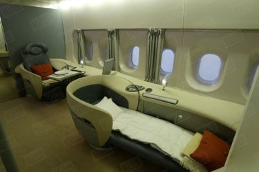 L'intérieur luxueux de l’Airbus A380, prêt à être livré.