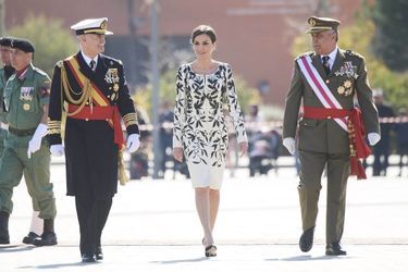 La reine Letizia d&#039;Espagne sur une base militaire à Paracuellos del Jarama, le 23 février 2019 