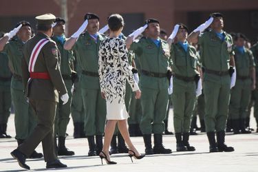La reine Letizia d&#039;Espagne à Paracuellos del Jarama près de Madrid, le 23 février 2019 