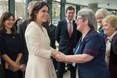 La princesse Eugenie d&#039;York avec son mari Jack Brooksbank au Royal National Orthopaedic Hospital à Londres, le 21 mars 2019