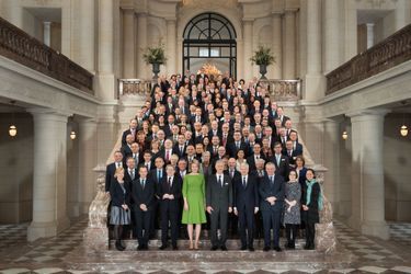 La reine Mathilde et le roi des Belges Philippe au palais de Laeken à Bruxelles, le 30 janvier 2019