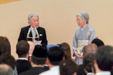 L&#039;impératrice Michiko et l&#039;empereur Akihito du Japon à Tokyo, le 26 février 2019