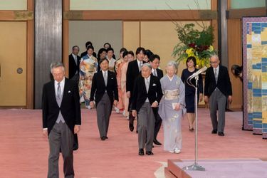 L&#039;impératrice Michiko et l&#039;empereur Akihito du Japon avec la famille impériale à Tokyo, le 26 février 2019