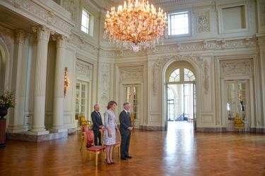 La reine Mathilde et le roi des Belges Philippe au palais de Laeken à Bruxelles, le 15 janvier 2019