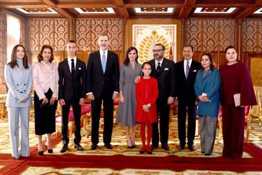 La famille royale du Maroc et le couple royal espagnol, à Rabat le 13 février 2019