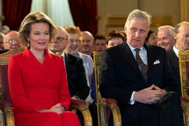 La reine Mathilde et le roi des Belges Philippe au Palais royal à Bruxelles, le 29 janvier 2019