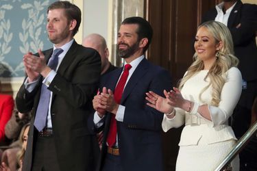 Eric, Donald Jr et Tiffany Trump au Capitole pour le discours sur l'état de l'union, le 5 février 2019.