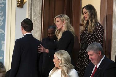 Jared Kushner (de dos), Ivanka, Tiffany et Lara Trump au Capitole pour le discours sur l'état de l'union, le 5 février 2019.