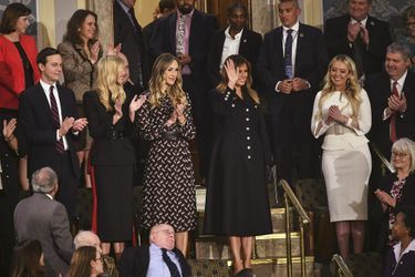 Jared Kushner, Ivanka, Lara, Melania, Tiffany et Eric Trump au Capitole pour le discours sur l'état de l'union, le 5 février 2019.