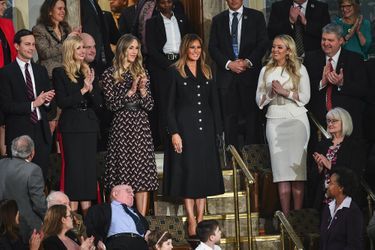 Jared Kushner, Ivanka, Lara, Melania, Tiffany et Eric Trump au Capitole pour le discours sur l'état de l'union, le 5 février 2019.