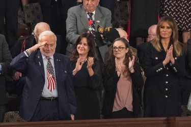 Buzz Aldrin et Melania Trump au Capitole pour le discours sur l'état de l'union, le 5 février 2019.