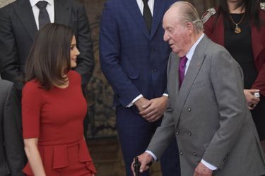 L'ancien roi Juan Carlos et la reine Letizia d'Espagne à Madrid, le 10 janvier 2018