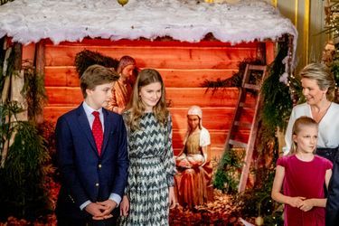 Les princesses Elisabeth et Eléonore, le prince Gabriel et la reine Mathilde de Belgique à Bruxelles, le 19 décembre 2018